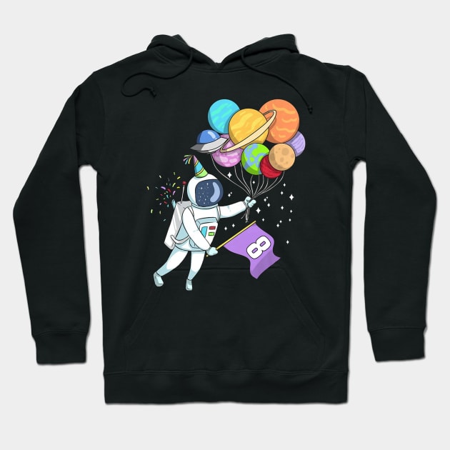 Kids Astronaut 8 Years Old Birthday Hoodie by wheeleripjm